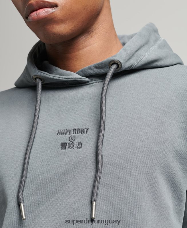 uy Superdry hombres sudadera con capucha holgada de tinte de prendas de código negro DT2N8Z6007 ropa