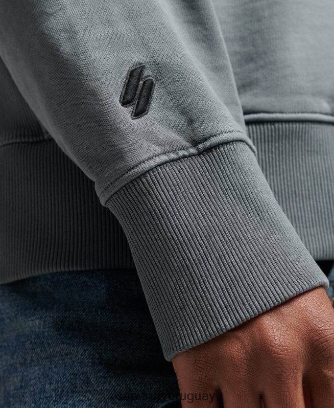 uy Superdry hombres sudadera con capucha holgada de tinte de prendas de código negro DT2N8Z6007 ropa