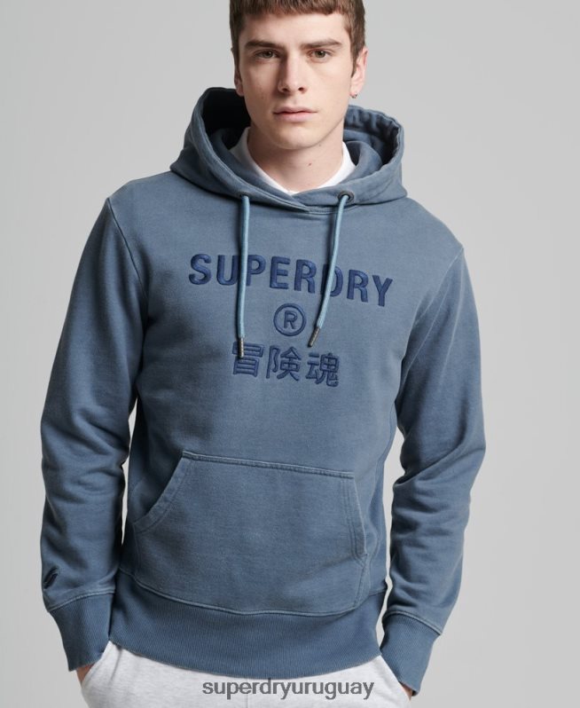 uy Superdry hombres sudadera con capucha holgada teñida con logo y logo de código Armada DT2N8Z5180 ropa