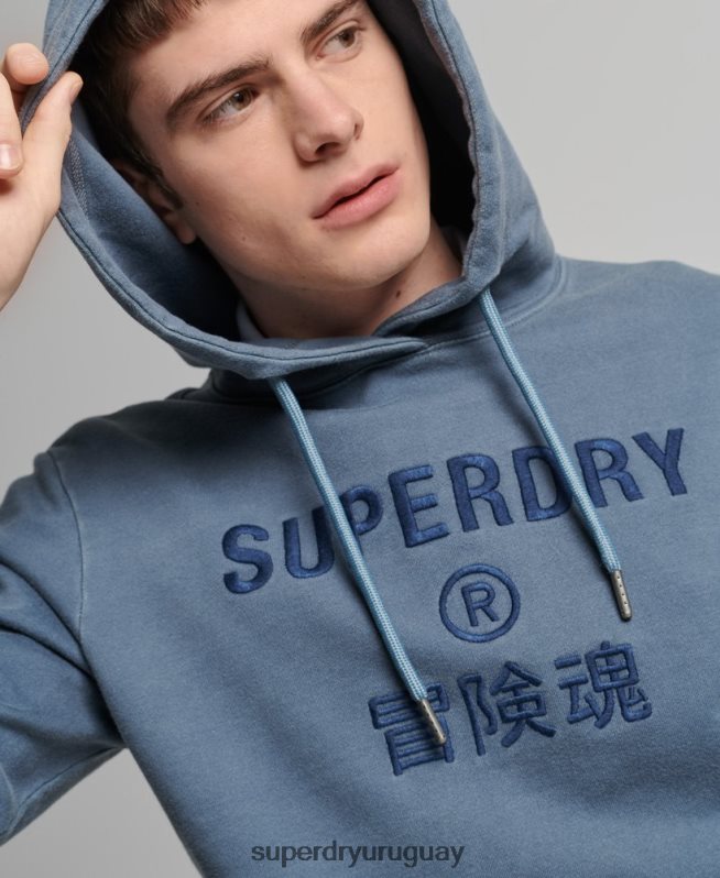 uy Superdry hombres sudadera con capucha holgada teñida con logo y logo de código Armada DT2N8Z5180 ropa