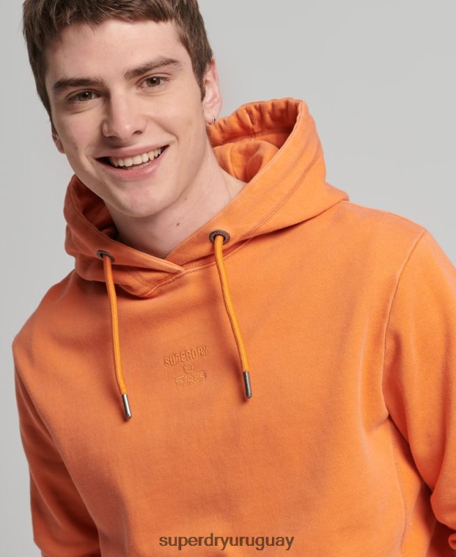 uy Superdry hombres sudadera con capucha holgada teñida con logo y logo de código naranja DT2N8Z5227 ropa