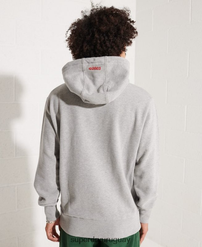 uy Superdry hombres sudadera con capucha independiente gris DT2N8Z807 ropa