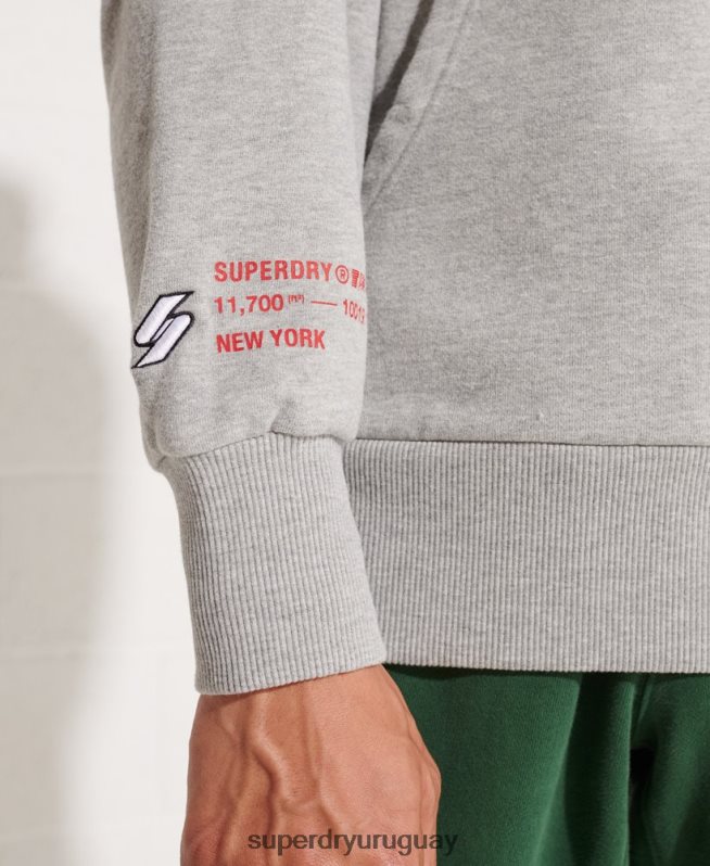 uy Superdry hombres sudadera con capucha independiente gris DT2N8Z807 ropa