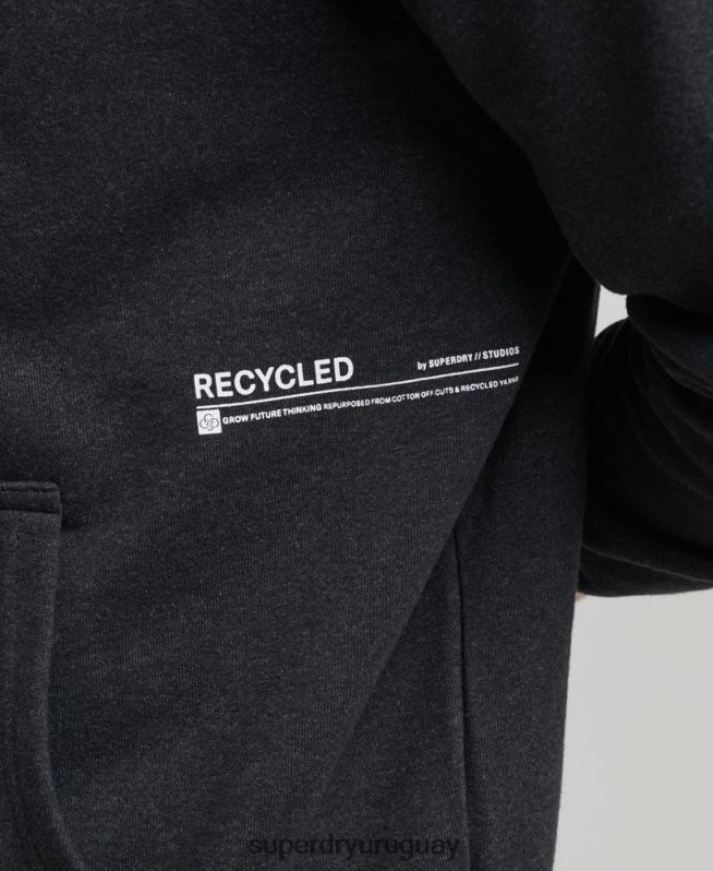 uy Superdry hombres sudadera con capucha micro mid negro DT2N8Z5008 ropa