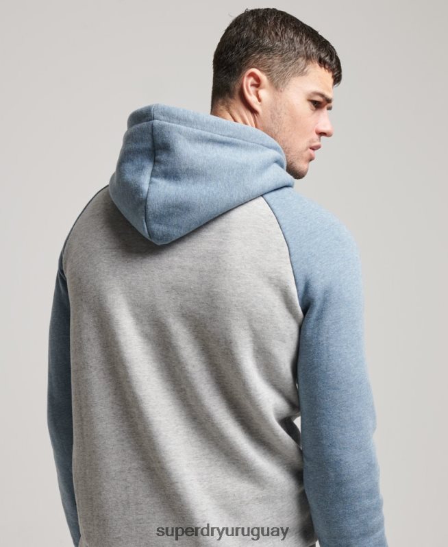 uy Superdry hombres sudadera con capucha raglán clase cooper gris DT2N8Z594 ropa