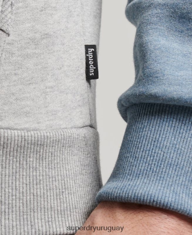 uy Superdry hombres sudadera con capucha raglán clase cooper gris DT2N8Z594 ropa