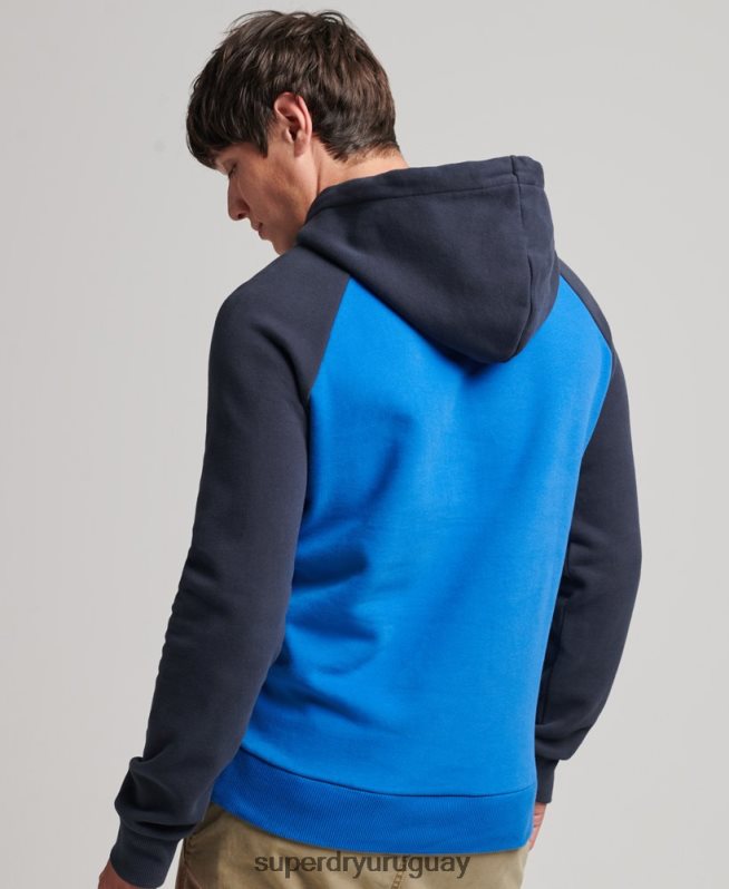 uy Superdry hombres sudadera con capucha raglán vintage achilles azul claro DT2N8Z719 ropa