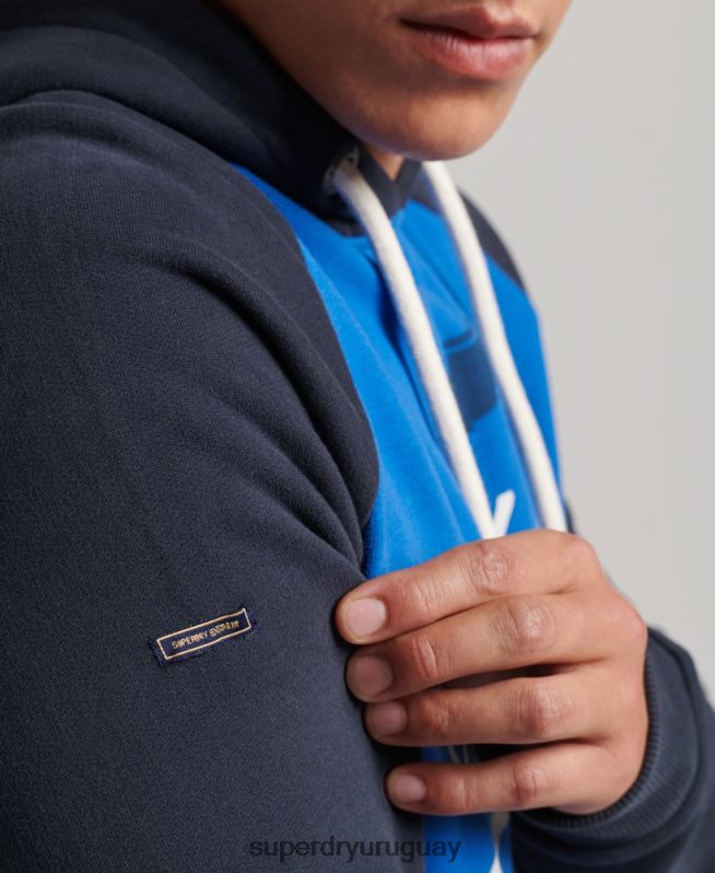 uy Superdry hombres sudadera con capucha raglán vintage achilles azul claro DT2N8Z719 ropa