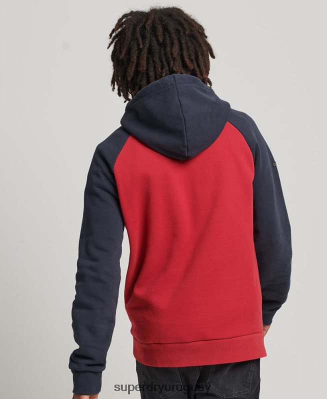 uy Superdry hombres sudadera con capucha raglán vintage achilles rojo DT2N8Z582 ropa