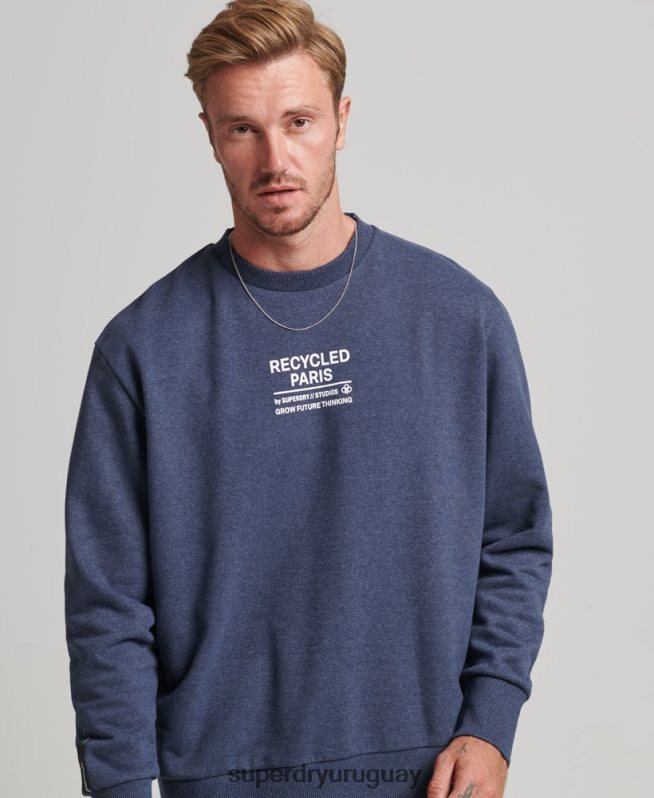 uy Superdry hombres sudadera con capucha reciclada azul DT2N8Z5011 ropa