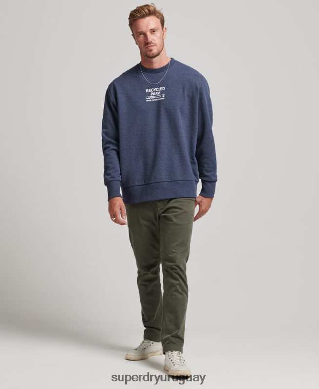 uy Superdry hombres sudadera con capucha reciclada azul DT2N8Z5011 ropa