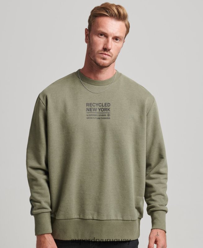 uy Superdry hombres sudadera con capucha reciclada caqui DT2N8Z831 ropa