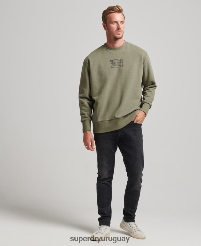 uy Superdry hombres sudadera con capucha reciclada caqui DT2N8Z831 ropa
