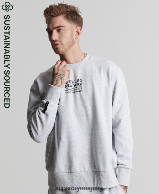 uy Superdry hombres sudadera con capucha reciclada gris claro DT2N8Z5055 ropa