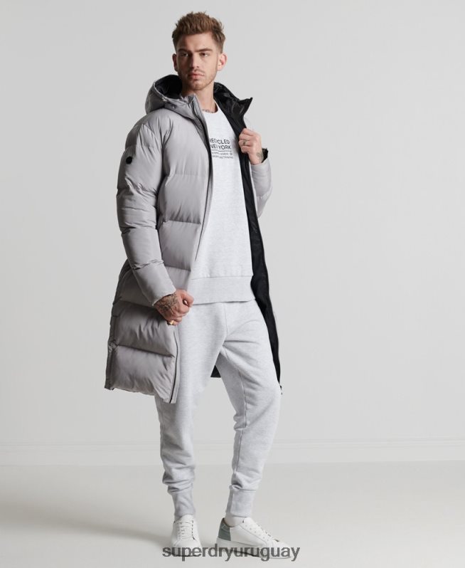 uy Superdry hombres sudadera con capucha reciclada gris claro DT2N8Z5055 ropa