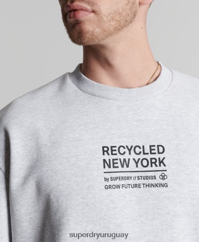 uy Superdry hombres sudadera con capucha reciclada gris claro DT2N8Z5055 ropa