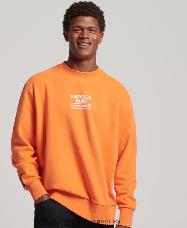 uy Superdry hombres sudadera con capucha reciclada naranja DT2N8Z830 ropa