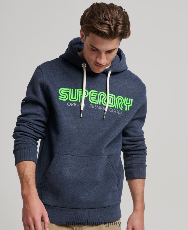 uy Superdry hombres sudadera con capucha retro vintage azul DT2N8Z651 ropa