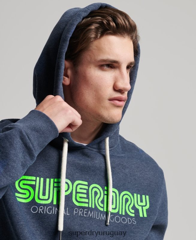 uy Superdry hombres sudadera con capucha retro vintage azul DT2N8Z651 ropa