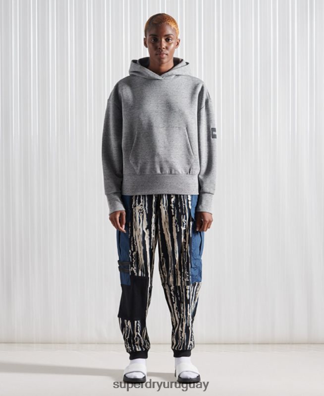 uy Superdry hombres sudadera con capucha sdx box drop de edición limitada gris DT2N8Z874 ropa
