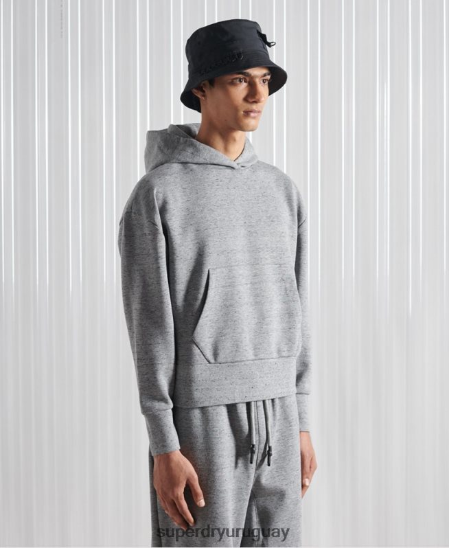 uy Superdry hombres sudadera con capucha sdx box drop de edición limitada gris DT2N8Z874 ropa