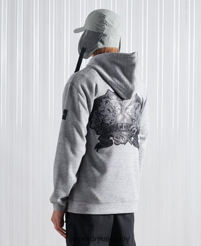 uy Superdry hombres sudadera con capucha sdx nyc de edición limitada gris DT2N8Z875 ropa