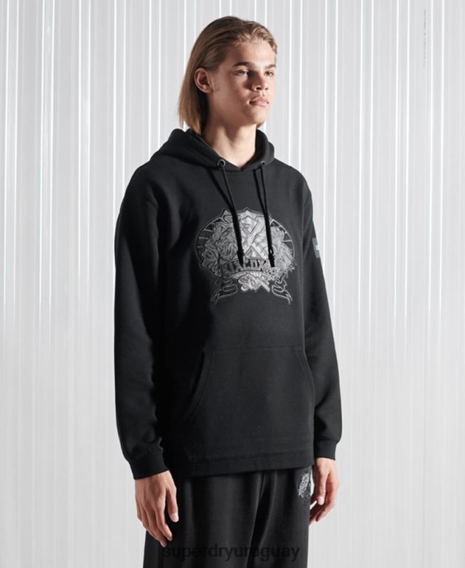uy Superdry hombres sudadera con capucha sdx nyc de edición limitada negro DT2N8Z5237 ropa