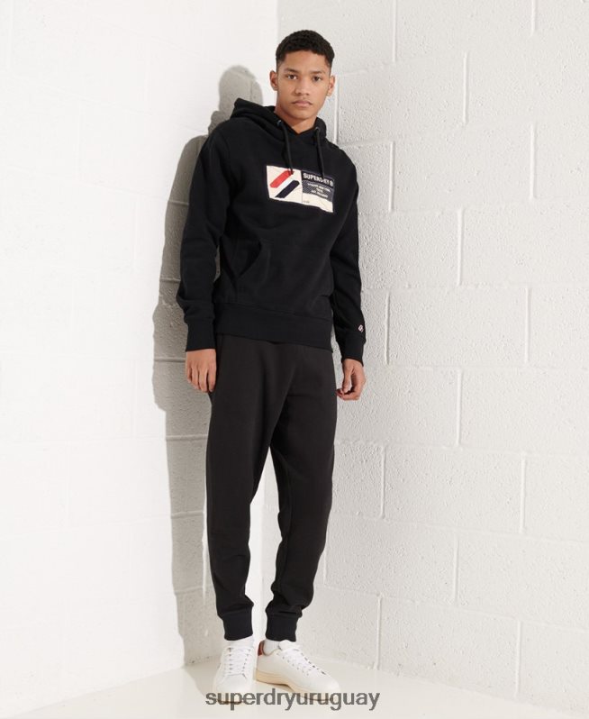uy Superdry hombres sudadera con capucha sport jock tag negro DT2N8Z5060 ropa