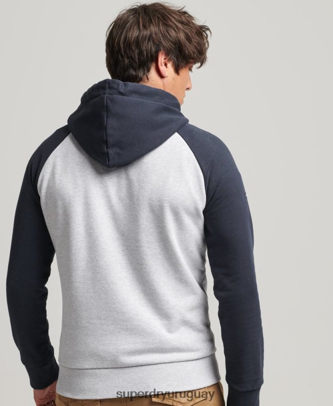 uy Superdry hombres sudadera con capucha universitaria con guión gris DT2N8Z851 ropa