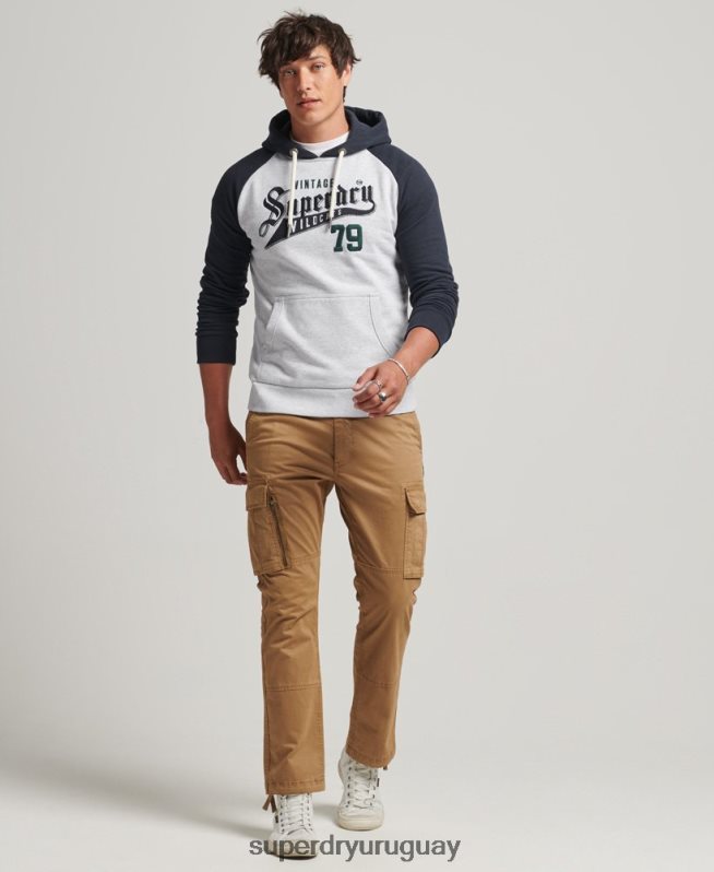 uy Superdry hombres sudadera con capucha universitaria con guión gris DT2N8Z851 ropa