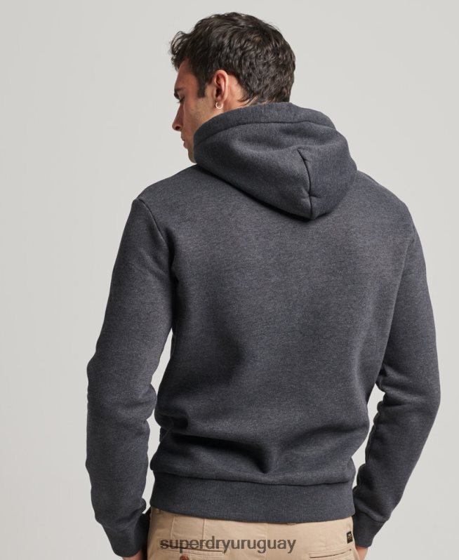 uy Superdry hombres sudadera con capucha universitaria estilo script vintage gris oscuro DT2N8Z5200 ropa