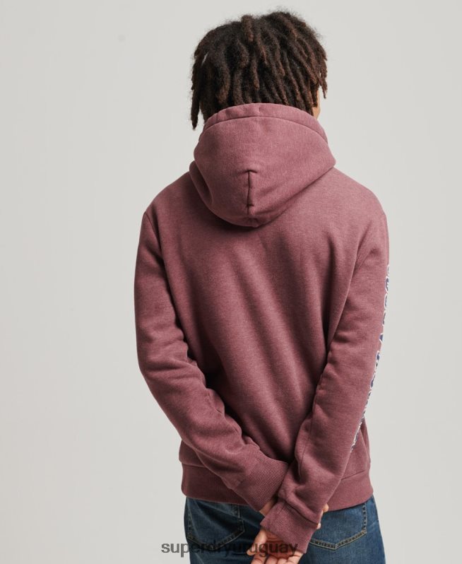 uy Superdry hombres sudadera con capucha universitaria estilo script vintage rojo DT2N8Z5167 ropa