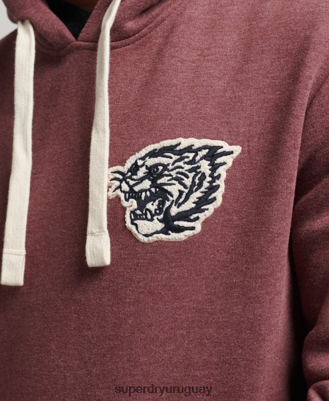 uy Superdry hombres sudadera con capucha universitaria estilo script vintage rojo DT2N8Z5167 ropa