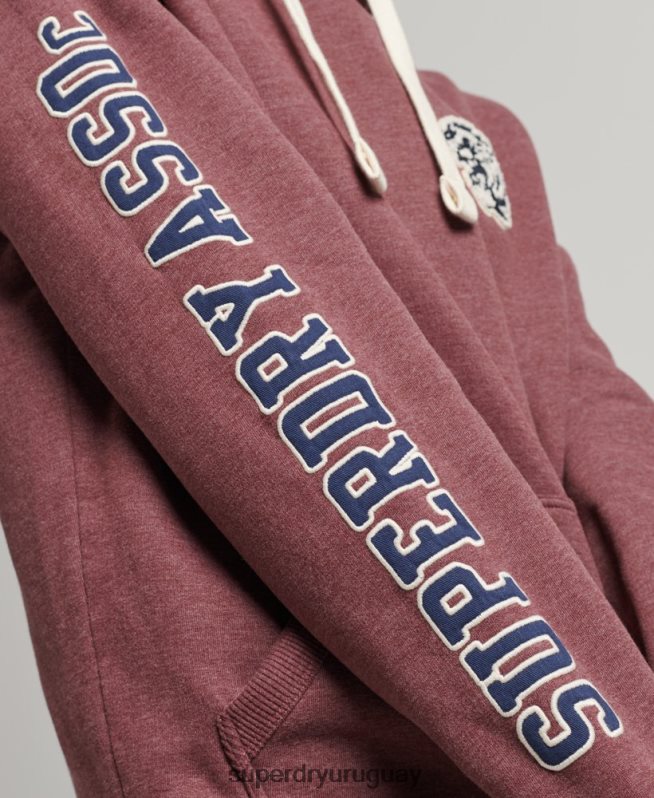uy Superdry hombres sudadera con capucha universitaria estilo script vintage rojo DT2N8Z5167 ropa
