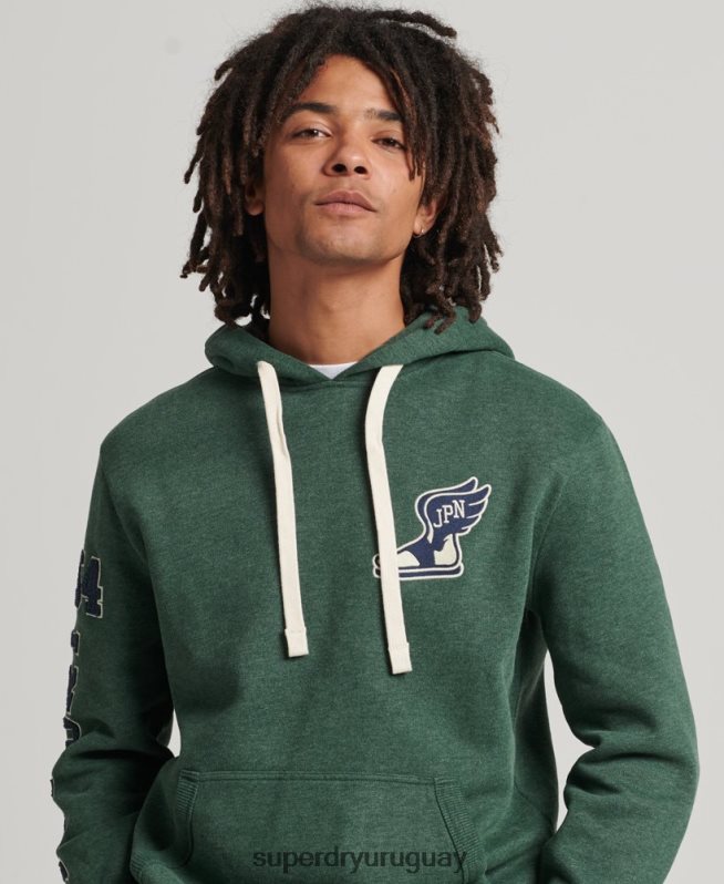 uy Superdry hombres sudadera con capucha universitaria estilo script vintage verde DT2N8Z5164 ropa