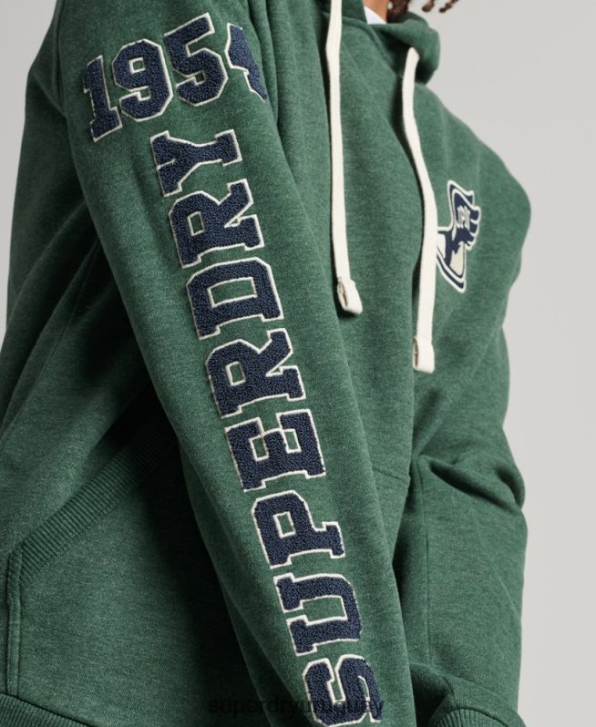 uy Superdry hombres sudadera con capucha universitaria estilo script vintage verde DT2N8Z5164 ropa