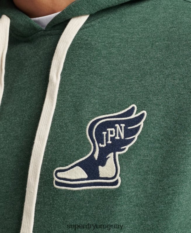 uy Superdry hombres sudadera con capucha universitaria estilo script vintage verde DT2N8Z5164 ropa