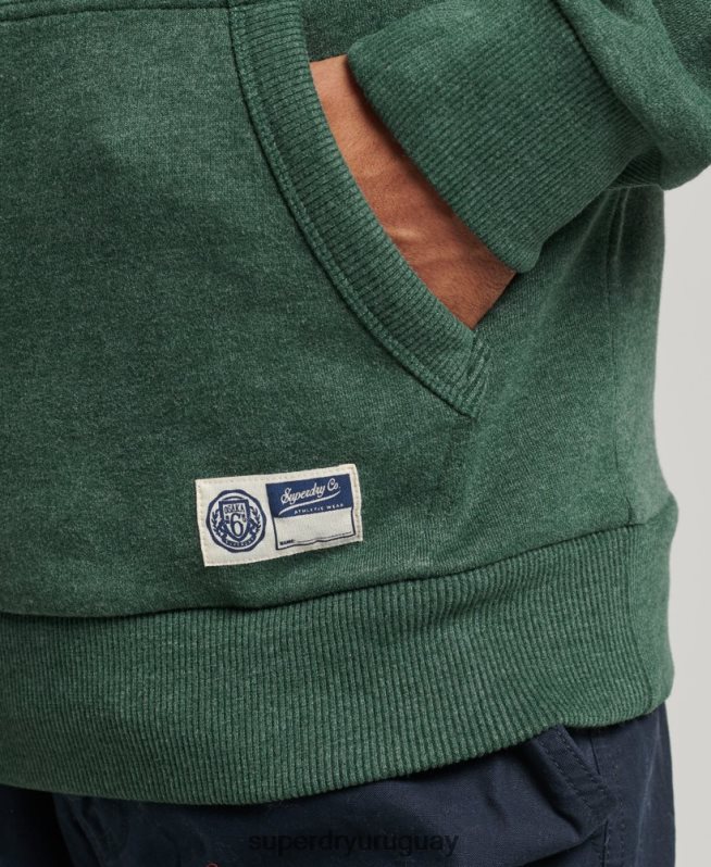uy Superdry hombres sudadera con capucha universitaria estilo script vintage verde DT2N8Z5164 ropa