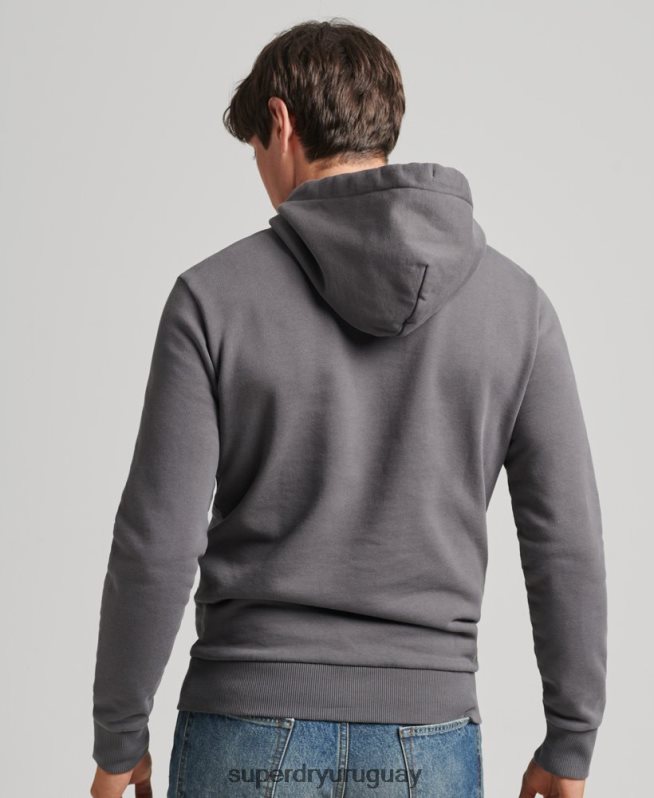 uy Superdry hombres sudadera con capucha vintage con motivo del centro gris oscuro DT2N8Z4998 ropa