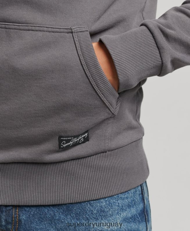 uy Superdry hombres sudadera con capucha vintage con motivo del centro gris oscuro DT2N8Z4998 ropa