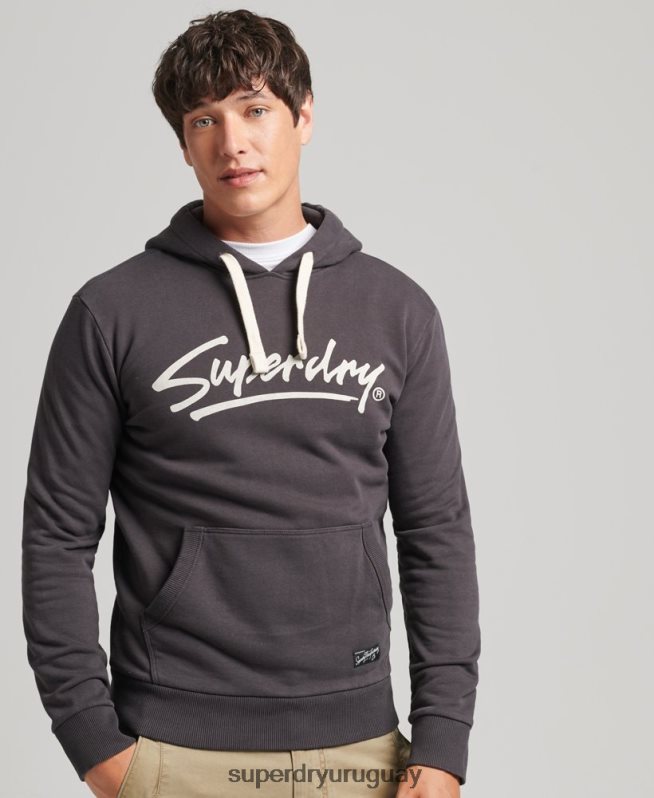 uy Superdry hombres sudadera con capucha vintage con motivo del centro marrón DT2N8Z5028 ropa