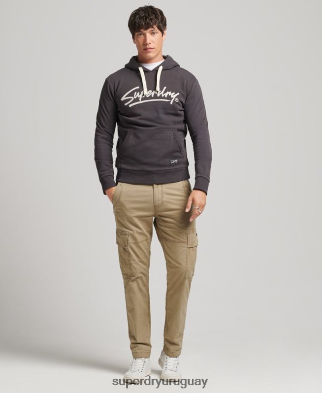 uy Superdry hombres sudadera con capucha vintage con motivo del centro marrón DT2N8Z5028 ropa