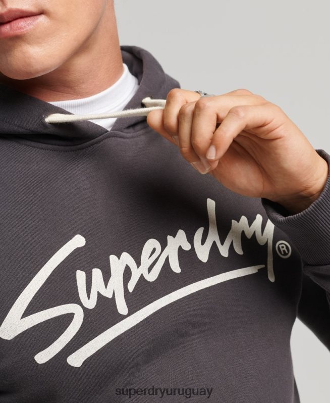 uy Superdry hombres sudadera con capucha vintage con motivo del centro marrón DT2N8Z5028 ropa