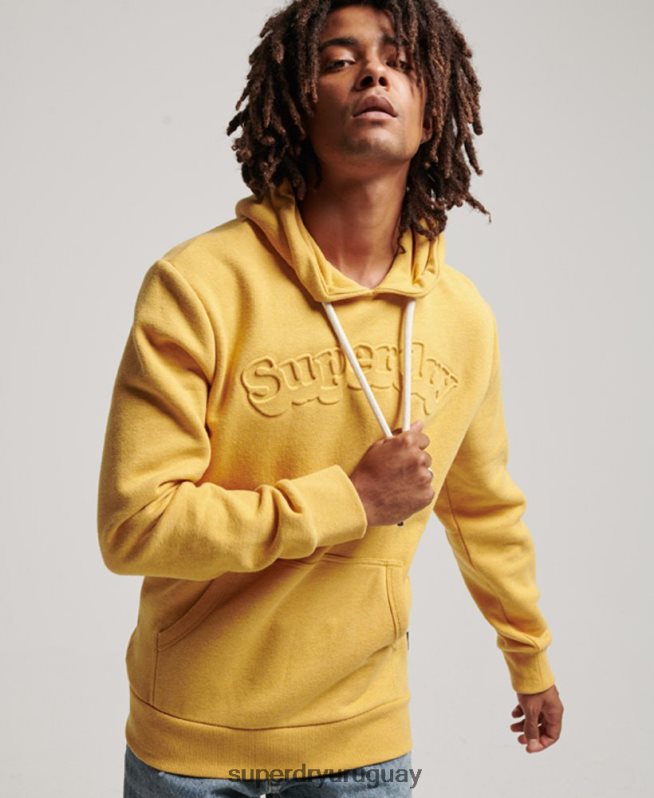 uy Superdry hombres sudadera con capucha vintage cooper class en relieve amarillo DT2N8Z692 ropa