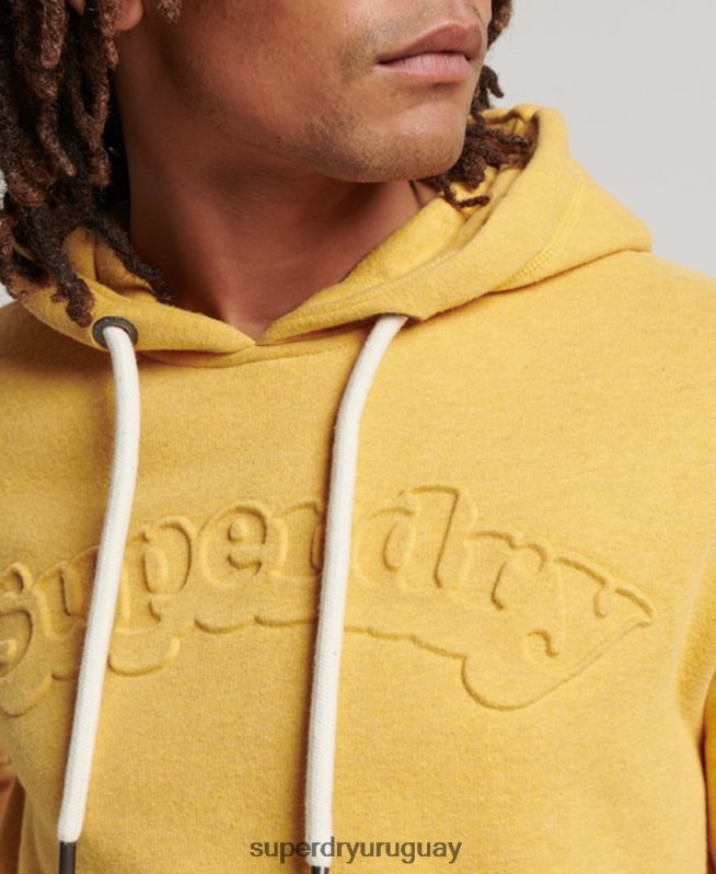 uy Superdry hombres sudadera con capucha vintage cooper class en relieve amarillo DT2N8Z692 ropa