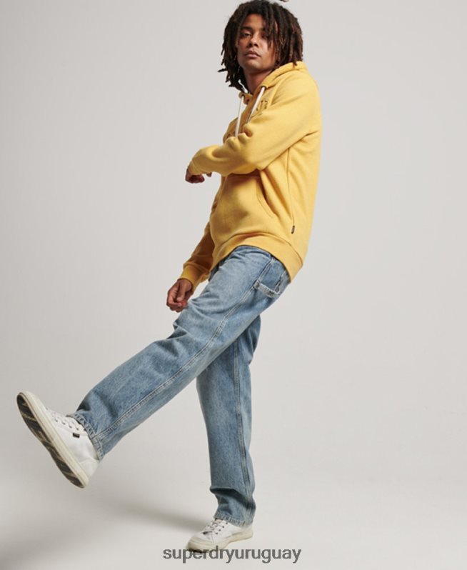 uy Superdry hombres sudadera con capucha vintage cooper class en relieve amarillo DT2N8Z692 ropa