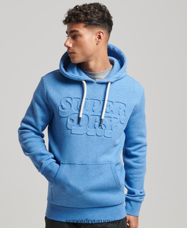 uy Superdry hombres sudadera con capucha vintage cooper class en relieve azul DT2N8Z798 ropa