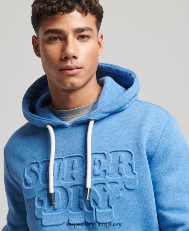 uy Superdry hombres sudadera con capucha vintage cooper class en relieve azul DT2N8Z798 ropa