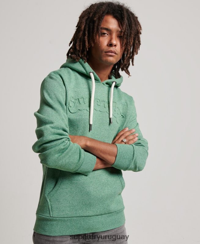 uy Superdry hombres sudadera con capucha vintage cooper class en relieve verde DT2N8Z691 ropa