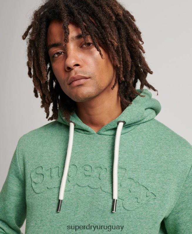 uy Superdry hombres sudadera con capucha vintage cooper class en relieve verde DT2N8Z691 ropa
